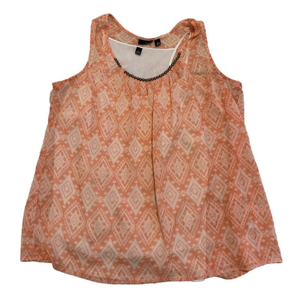 💜 a.n.a. (A New Approach) Orange & White Sleeveless Blouse - XL - Picture 1 of 8